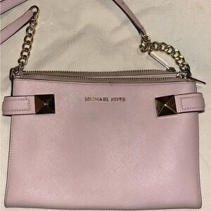 Michael Kors Light Pink Crossbody Bag with Gold Accents